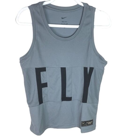 Nike Tops - Nike FLY Dri Fit Sz Sm Gray Black Swoosh Basketball Yoga Athletic Jersey Shirt